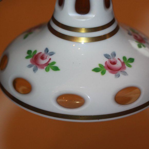 Vintage Bohemian Moser Czech White Cut To Yellow Compote Pedestal Bowl 7.5" - Picture 4 of 6